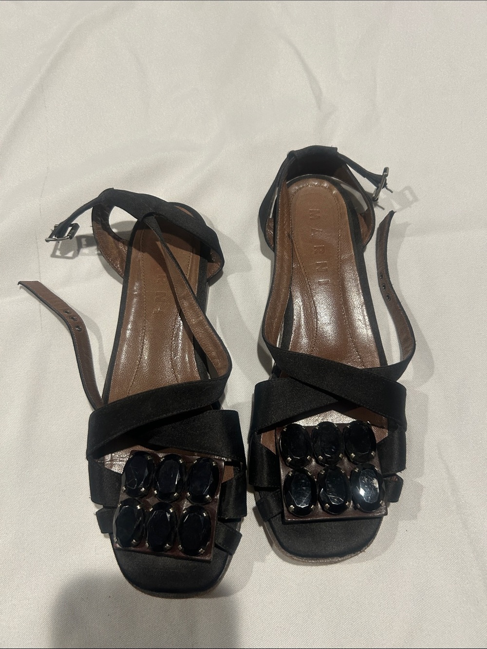 Marni Black Jeweled Strappy Sandals - Women